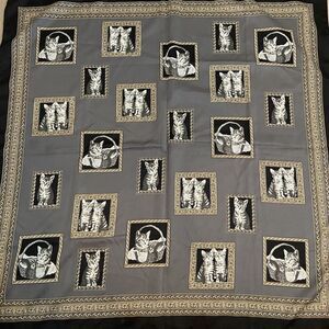 Art of the Scarf Kittens Cats Black & Gray 34"x 34" Large Scarf Italy